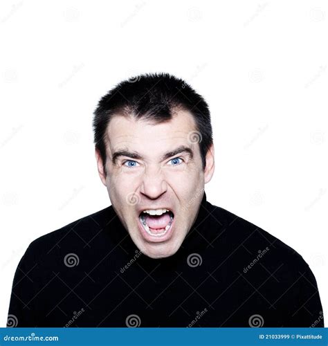 Caucasian Man Screaming Angry Displeased Portrait Stock Image Image