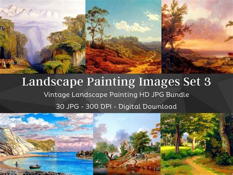 Classic Landscape Painting Images 30 Hq Digital Image Bundle 3 Vintage