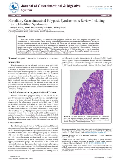 Hereditary Gastrointestinal Polyposis Syndromes A Review Including