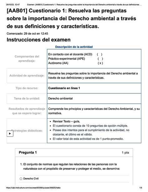 Aab Cuestionario Resuelva Las Preguntas Sobre La Importancia Del