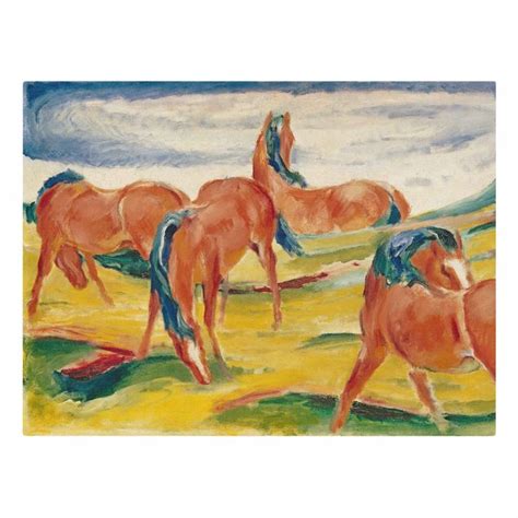 Leinwandbild Natur Franz Marc Weidende Pferde Querformat