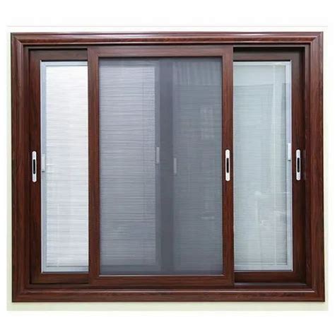 Aluminium Modern Aluminum 3 Track Sliding Window With Mosquito Mesh At