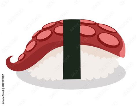 Octopus Sushi Food Sushi Cartoon Style Icon Nori Sushi With Octopus