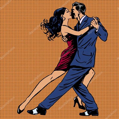 Man And Woman Kiss Dance Tango Pop Art Stock Illustration By