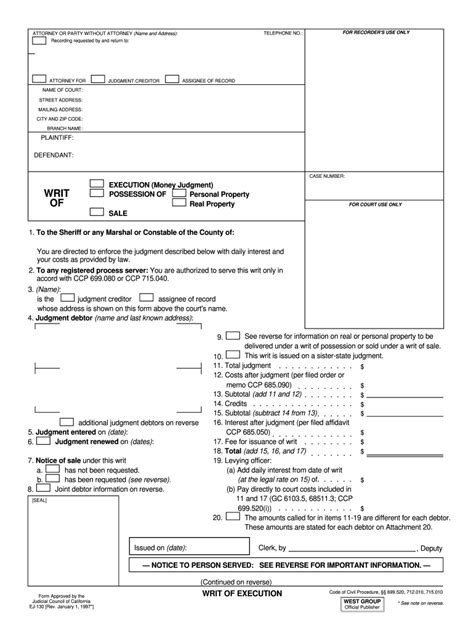 Writ Of Execution Form Fill Out Sign Online DocHub