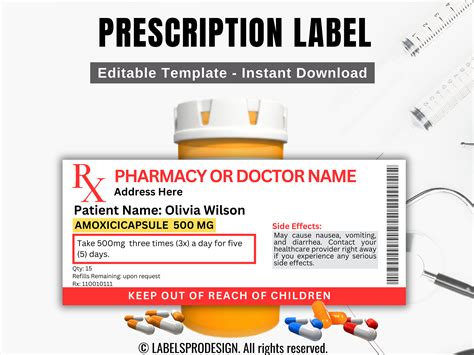 Prescription Label Template