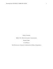 BMAL 550 RESEARCH FINAL Docx Running Head INTERNAL COMMUNICATION