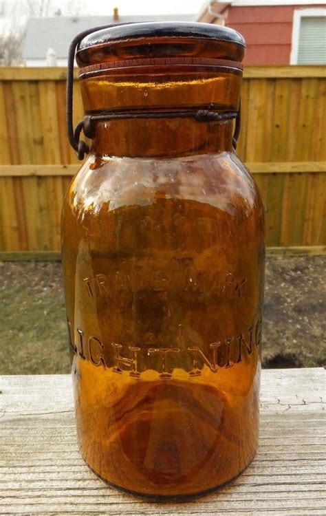 Antique Amber Putnam Trademark Lightning 250 1 Quart Fruit Canning Jar Canning Jars Jar Canning