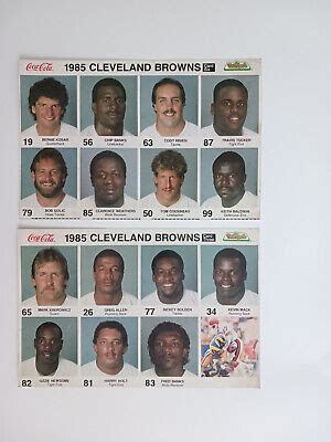 1985 Cleveland Browns Team Cards Mr Hero Coca Cola Card 6 3 Kosar