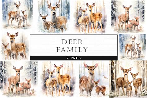 Deer Family Watercolor, Clipart Graphic by theclipartlady · Creative ...