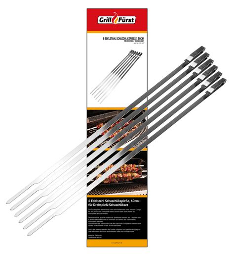 Grillfürst Edelstahl Spieße 60 cm 6er Set