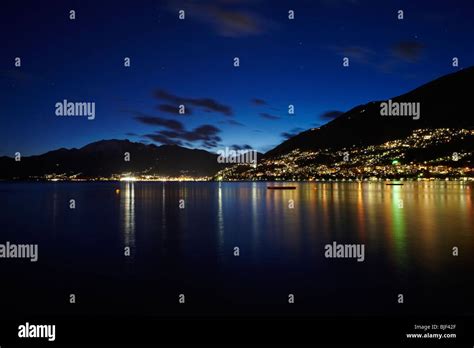 Night Time At Lake Maggiore Locarno Switzerland Stock Photo Alamy