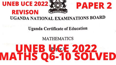 Uneb Uce Uneb Uce Maths Paper Questions And Answers Uneb Uce