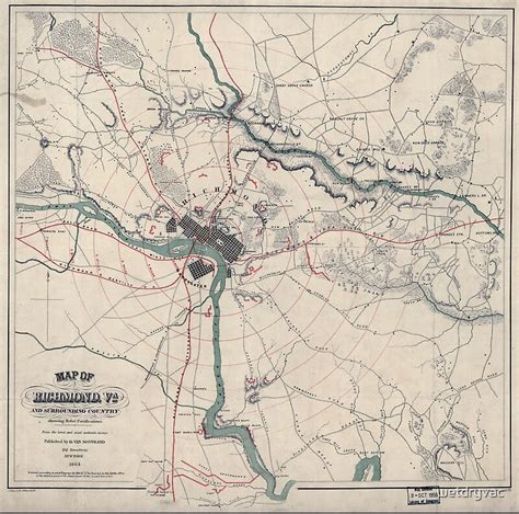 "Civil War Maps 0787 Map of Richmond Va and surrounding country showing ...