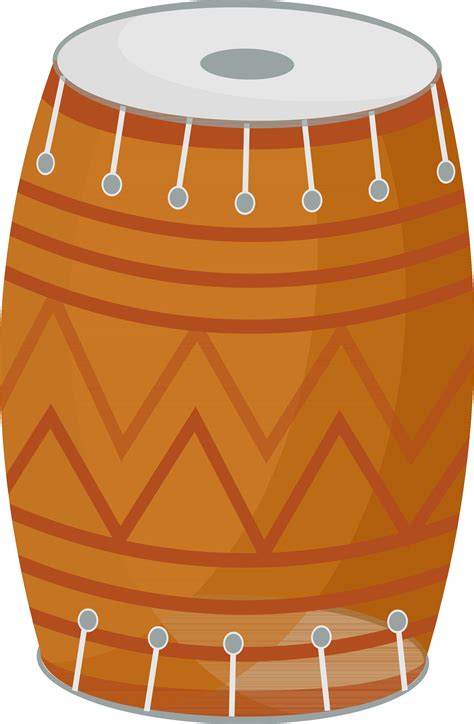 Illustration Of Dhol Drum Instrument Element In Brown And Gray Color ...