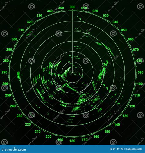 Schermo Radar Moderno Della Nave Con La Mappa Rotonda Verde Immagine