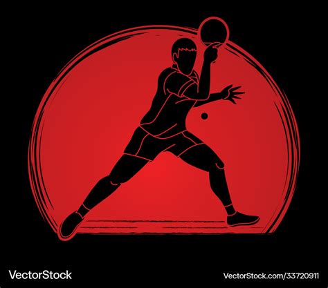 Ping Pong Player Table Tennis Action Cartoon Vector Image