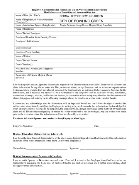 Fillable Online Sample Employee Authorization Form Fax Email Print