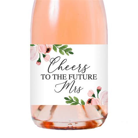 Cheers To The Future Mrs Mini Champagne Bottle Labels Floral Etsy