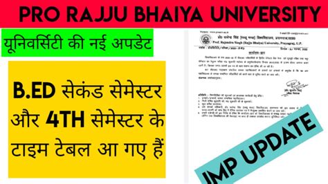 Pro Rajju Bhaiya University Latest Update Bed Nd Semester Bed Th