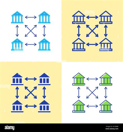 Distributed Ledger Icon Set In Flat And Line Style Blockchain