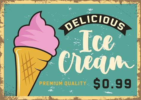 Premium Vector Ice Cream Parlor Advertisment Retro Poster Vector Template