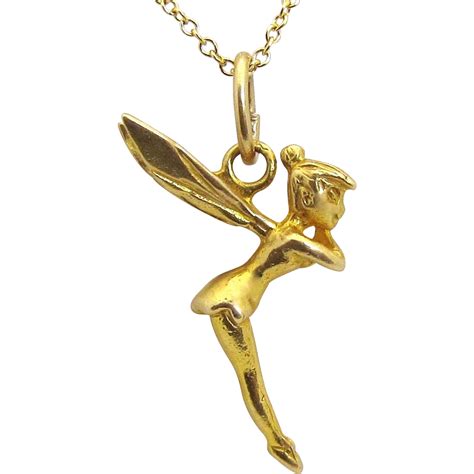 Vintage 14k Gold 3d Walt Disney Tinkerbell Fairy Charm Pendant From