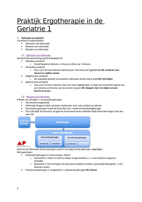 Praktijk Geriatrie Samenvatting Praktijkleerstof Praktijk