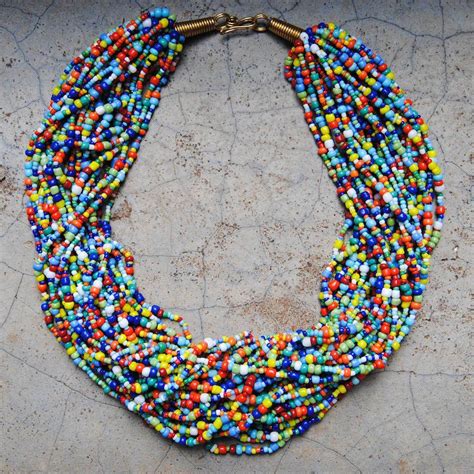 Multicolor Beaded Necklace Beaded Necklace Beaded Jewelry Pearl