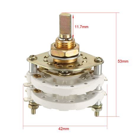 2P6T 2 Pole 6 Position 2 Deck Band Channel Rotary Switch Selector With