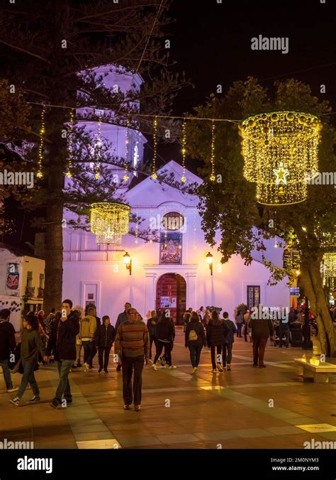 Inauguration Of The Christmas Lights In Nerja Stock Photo Alamy