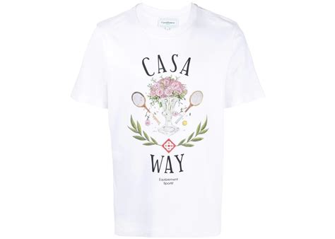 Casablanca Casa Way Print Organic Cotton T Shirt White Mens Fw22 Us