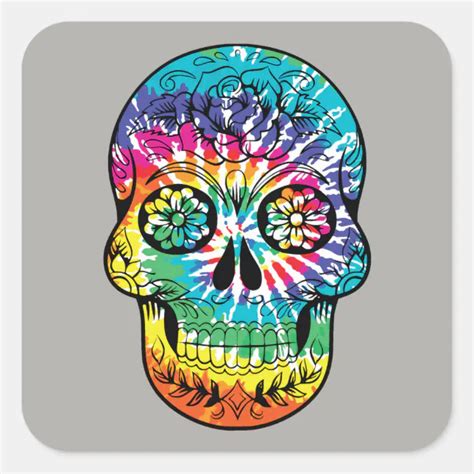 Day Of The Dead Sugar Skull Square Sticker Zazzle