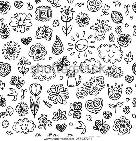 Spring Doodles Set Hand Draw Flowers Stock Vector (Royalty Free ...