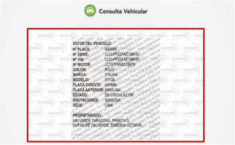 Consulta SUNARP en línea Consulta de placa 2025