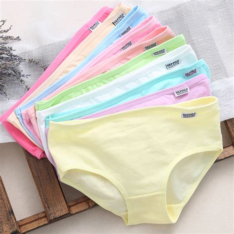 10pcs Womens Cotton Blend Solid Panties Briefs Lingerie Shorts Underwear Thongs In Womens