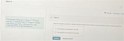 Solved Item Nthe Reaction Pcl G Cl G Pcl G Chegg
