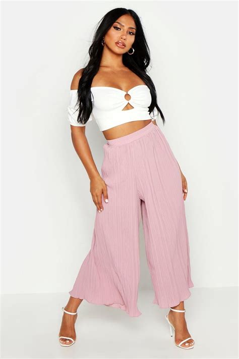 High Waist Pleated Wide Leg Culottes