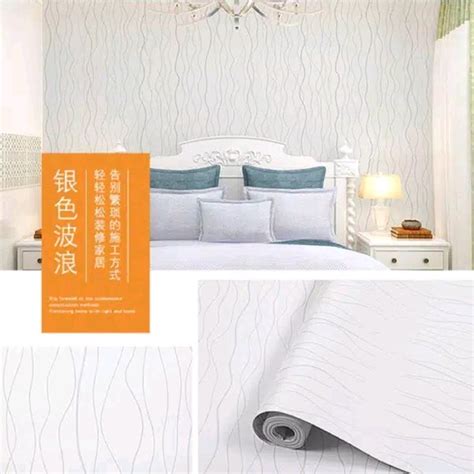 Jual Wallpaper Sticker Dinding Motif Putih Salur 10m X 45cm Di Lapak