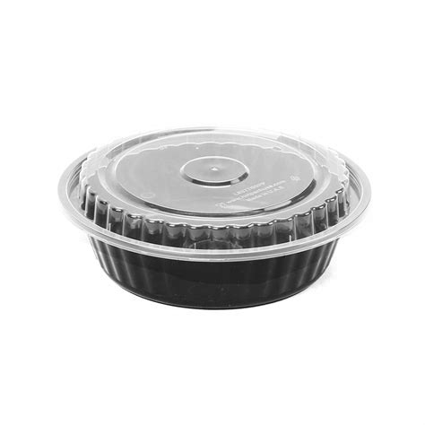 Black Base Round Container 24 Oz With Lids 150 Pieces Per Carton