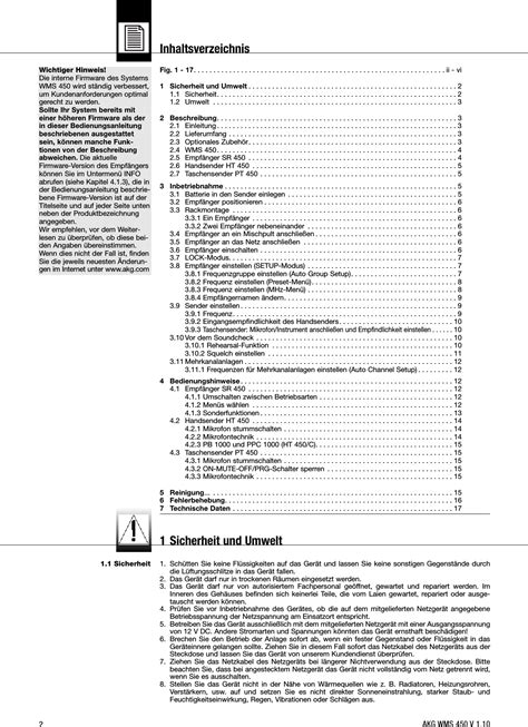 AKG Acoustics PT450 Wireless Pocket Transmitter User Manual WMS 450 F R