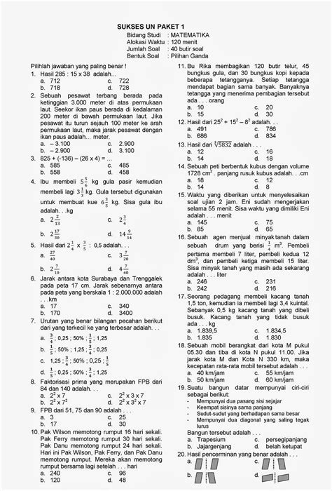 Soal Matematika Kelas 6 Pdf Homecare24