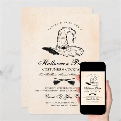 Vintage Witch Halloween Party Invitation Zazzle