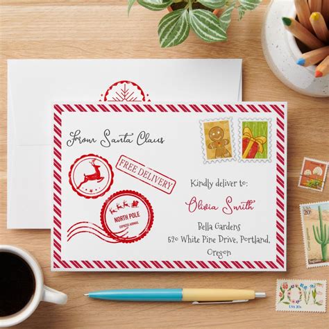 Envelope For Letter From Santa Claus North Pole Zazzle Santa Letter Christmas Shop Displays