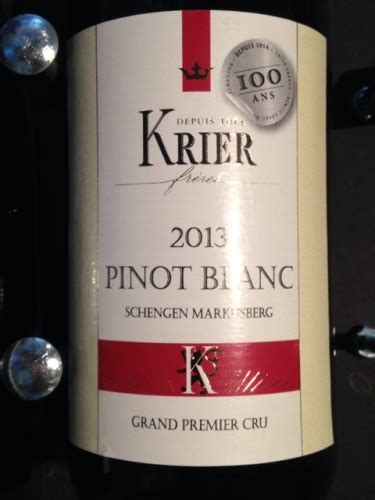 2013 Krier Frères Pinot Blanc Schengen Markusberg Grand Premier Cru