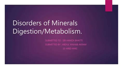 Disorders Of Minerals Metabolism Ppt