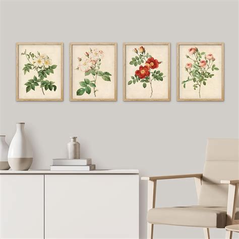 PixonSign Framed Wall Art Vintage Colorful Wildflower Posters Set Of