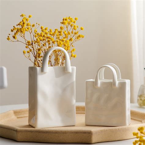 Vase En Céramique En Forme De Sac à Main Blanc Aima Bellar