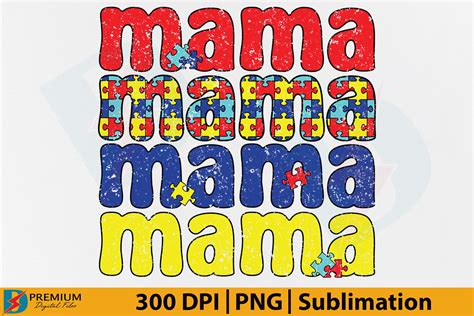 Retro Autism Mama Png Sublimation Design Graphic By Premium Digital