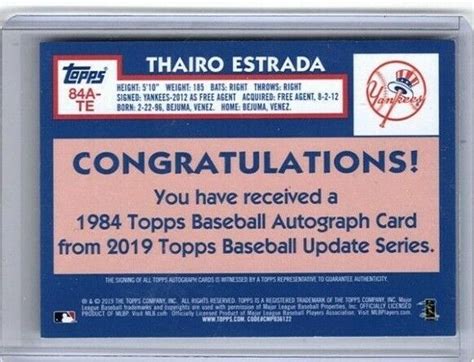 Topps Update Topps Baseball Autographs A Te Thairo Estrada